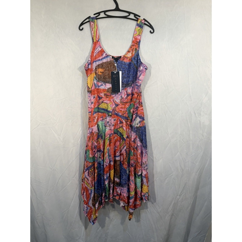 CARINE Abstract Floral Sleeveless Midi Dress‎ XL Priscilla Colorful Wearable Art